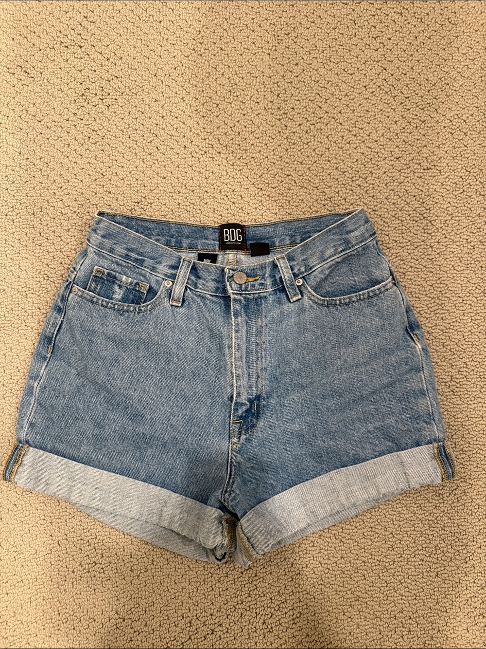 BDG Medium Wash Cuffed Denim Shorts